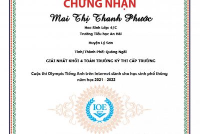 KẾT QUẢ CUỘC THI OLYMPIC TIẾNG ANH TRÊN  INTERNET – IOE